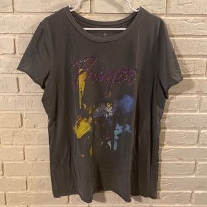 Prince Purple Rhinestone Wash Black Classic Fit Tee